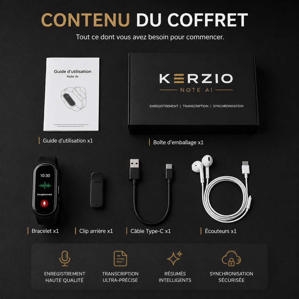 KERZIO Note AI — Enregistreur IA 3-en-1
